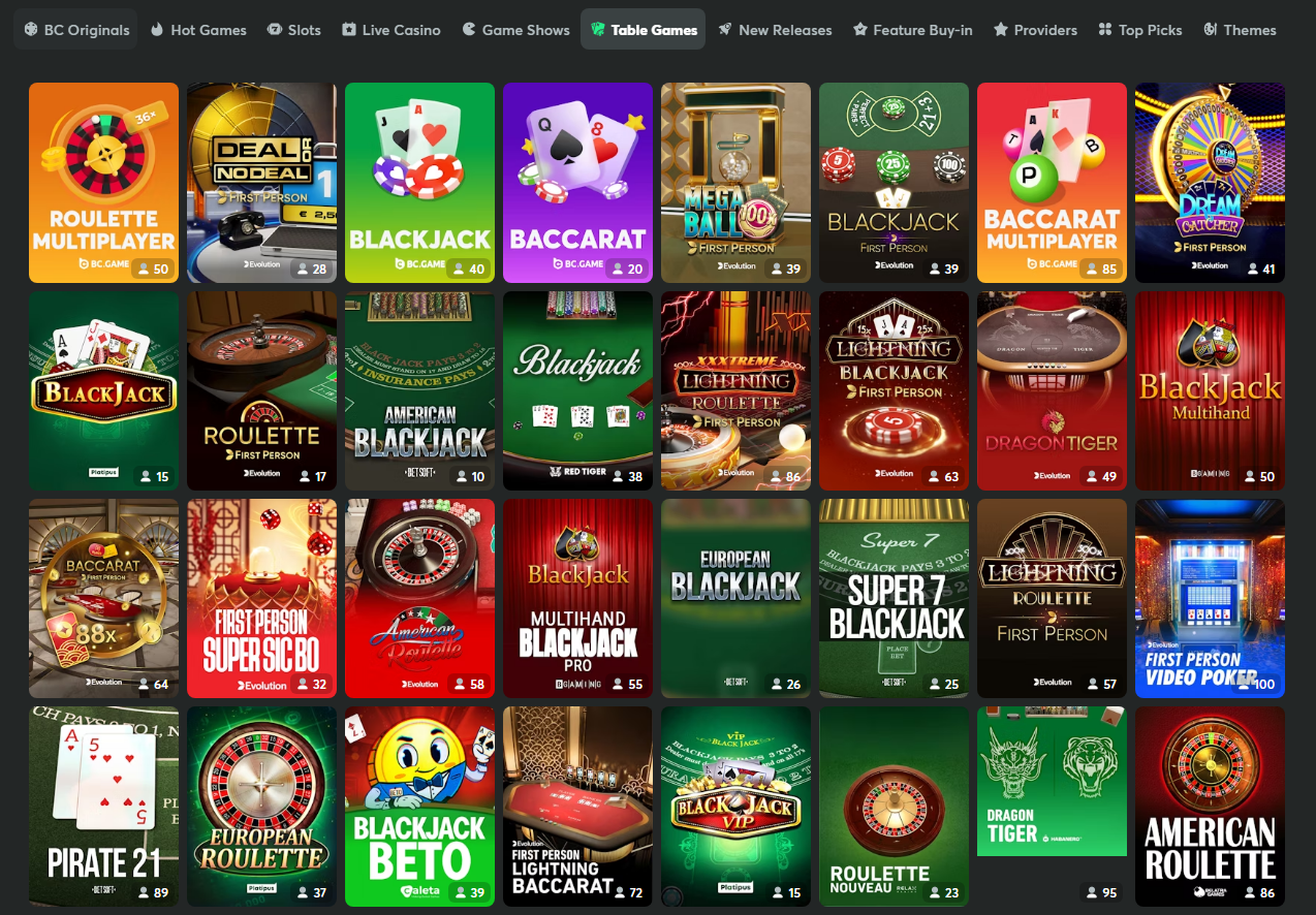 Get the Casino Buzz with BC Game India’s Table Games